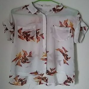 White sheer womens floral top